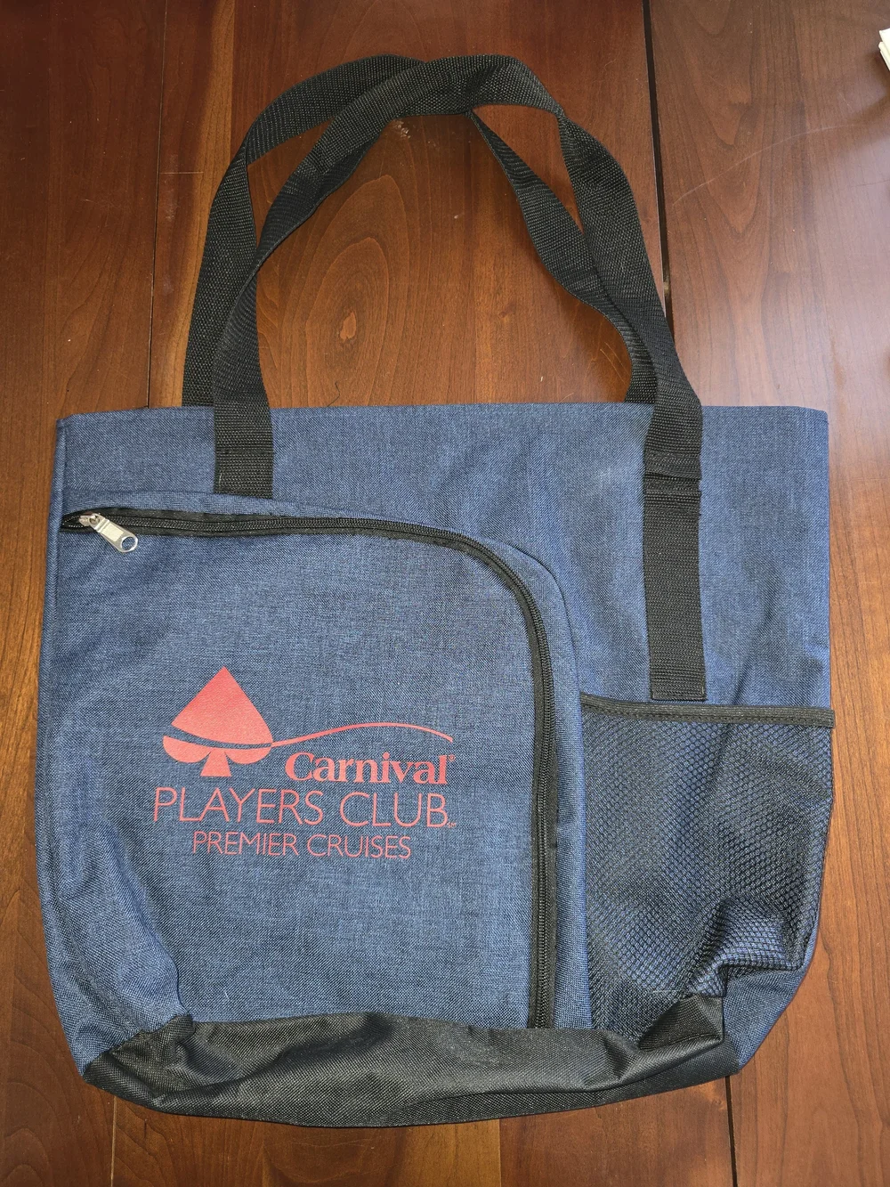 Carnival Players Club Navy Denim Tote Bag with Red Logo, NWOT